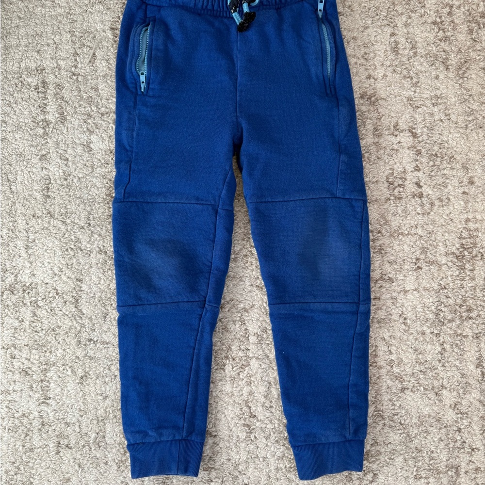 Blue Mini Boden Jogger Pants with Zipper Pockets